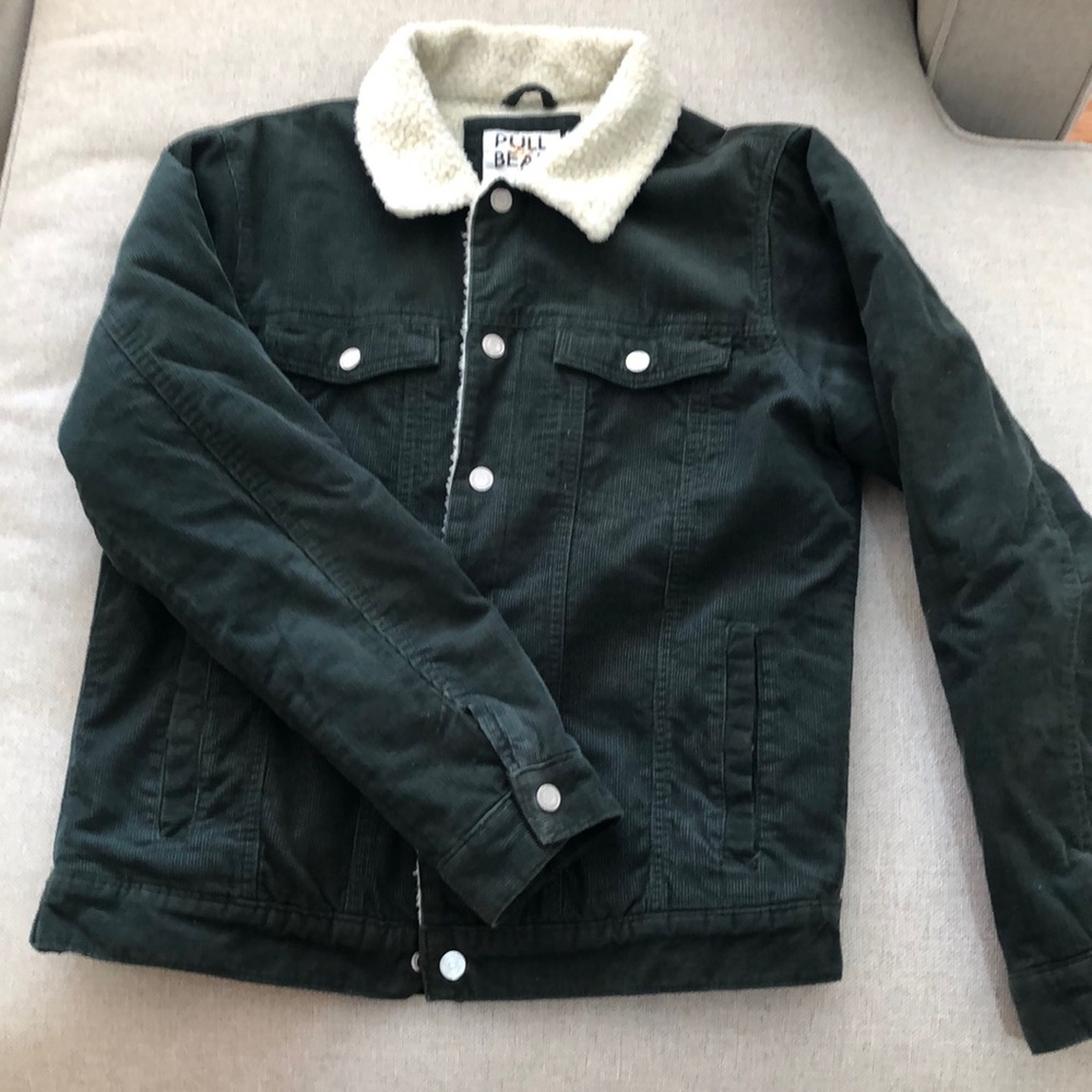 Green Pull&Bear Sherpa Corduroy Trucker Jacket Men’s Size L/42